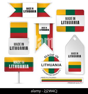 Jeu de graphiques et d'étiquettes fabriqués en Lituanie. Certains éléments d'impact pour l'utilisation que vous voulez en faire. Illustration de Vecteur