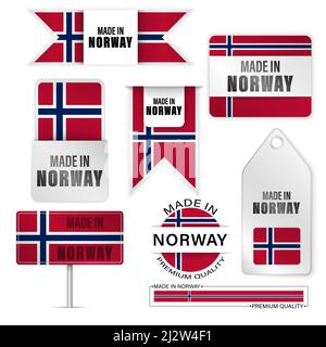 Jeu de graphiques et d'étiquettes fabriqués en Norvège. Certains éléments d'impact pour l'utilisation que vous voulez en faire. Illustration de Vecteur