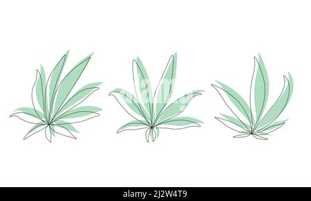 Ensemble de logo de feuille de cannabis. Illustration de Vecteur