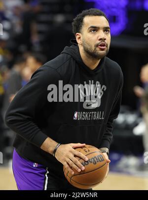 Sacramento, CA, 3rd avril 2022: Sacramento Kings vs Golden State Warriors: Session d'entraînement des ROIS ahed du match. : Seshadri SUKUMAR crédit: Seshadri SUKUMAR/Alamy Live News Banque D'Images