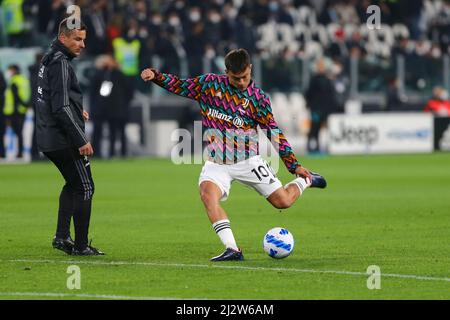 TURIN, ITALIE - 03 AVRIL 2022. Paulo Dybala de Juventus FC lors du match entre Juventus FC et FC Internazionale Milano le 03 avril 2022 au stade Allianz de Turin, Italie. Crédit: Massimiliano Ferraro/Medialys Images/Alay Live News Banque D'Images