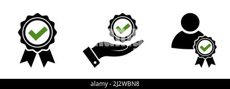Jeu d'icônes d'offre de service. Symbole de rosette de récompense Illustration de Vecteur