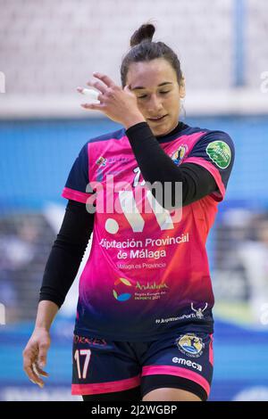 Arandjelovac, Serbie, 2nd avril 2022. Rocio Campigli de la Costa del sol Malaga réagit lors du match de la coupe européenne des femmes de l'EHF entre ZRK Bekament Bukovicka Banja et la Costa del sol Malaga à Arandjelovac, Serbie. 2 avril 2022. Crédit : Nikola Krstic/Alay Banque D'Images