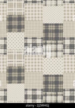 Textile de travail de patchwork hivernal sans couture - motif scandinave nordique Banque D'Images