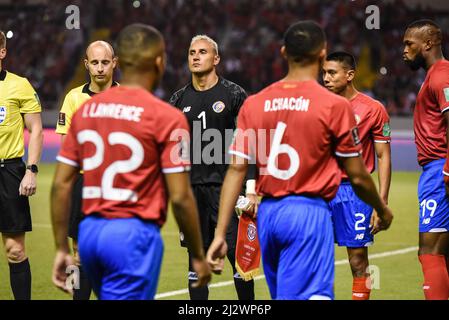 SAN JOSE, Costa Rica: Gardien de but costarican Keylor Navas avant la victoire du Costa Rica de 2-0 sur les États-Unis dans le CONCACAF coupe du monde qualificatifs sur Banque D'Images