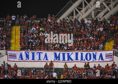 SAN JOSE, Costa Rica: Les fans costarican lors de la victoire du Costa Rica 2-0 sur les Etats-Unis dans les qualifications de la coupe du monde de la FIFA CONCACAF le 30 mars 2022, à San J. Banque D'Images