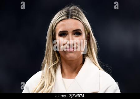 Turin, Italie. 03 avril 2022. Poppy Miller se penche avant le match de football de Serie A entre le FC Juventus et le FC Internazionale. Credit: Nicolò Campo/Alay Live News Banque D'Images