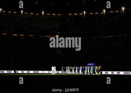 Turin, Italie. 03 avril 2022. Kateryna Pavlenk chante avant le match de football Serie A entre Juventus FC et FC Internazionale. Credit: Nicolò Campo/Alay Live News Banque D'Images