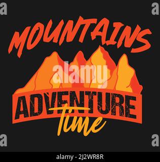 Mountains Adventure Time Tshirt fichier vectoriel de modèle de conception. Modèle de t-shirt mountains Adventure Comping Illustration de Vecteur