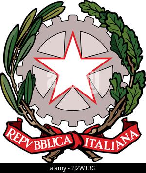 Blason national officiel de la République italienne, Italie, illustration vectorielle isolée sur fond blanc Illustration de Vecteur