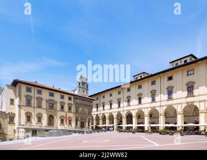 Arezzo; Piazza Grande, Palazzo della Fraternità dei Laici, Palazzo delle Logge Banque D'Images