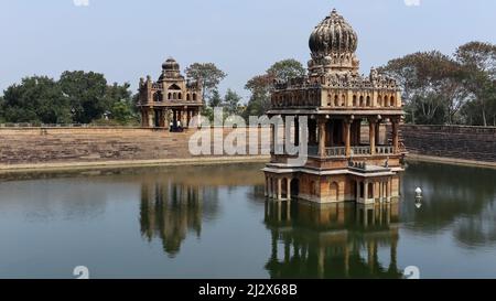 Grand chef-d'œuvre de l'architecture de pierre, Santhebennur Pushkarini, Devangere, Karnataka, Inde construit par Hanumantappa Nayaka un vinaigre local en 16th ce Banque D'Images