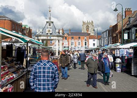 Journée de marché à Beverley, East Yorkshirte, Angleterre, Royaume-Uni Banque D'Images