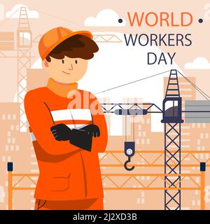 Illustration plate de la journée internationale des travailleurs illustration vectorielle. Illustration de Vecteur