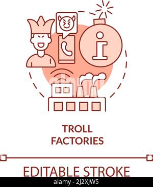 Icône de concept rouge Troll Factories Illustration de Vecteur