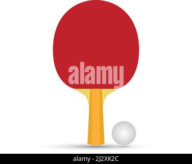 Raquette de tennis de table en rouge et vecteur de balle sur fond blanc Illustration de Vecteur