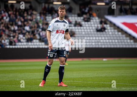 Aarhus, Danemark. 03rd, avril 2022. Patrick Mortensen (9) de l'AGF vu lors du match Superliga de 3F entre Aarhus GF et Vejle Boldklub au parc Ceres d'Aarhus. (Crédit photo: Gonzales photo - Morten Kjaer). Banque D'Images