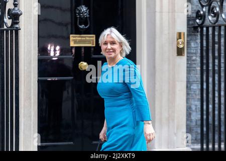 La députée de Nadine Dorries, secrétaire d'État au numérique, à la Culture, aux médias et au Sport, est présente au 10 Downing Street avant les réunions hebdomadaires du Cabinet. Banque D'Images