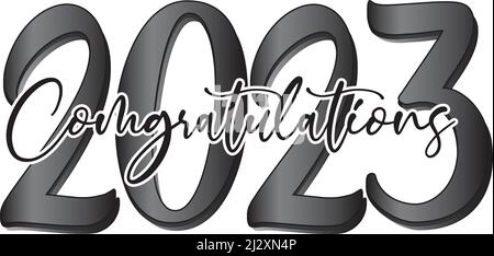 Classe de 2023 script noir et blanc Illustration de Vecteur