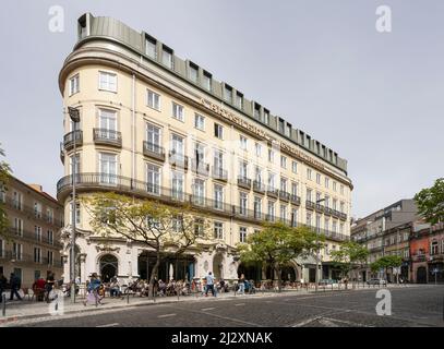 Porto, Portugal. Mars 2022. Vue extérieure du palais de l'hôtel Brasileira Pestana dans le centre-ville Banque D'Images