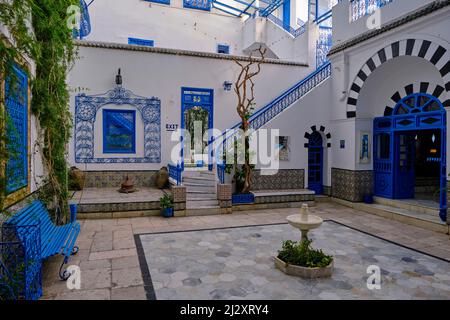 Tunisie, région de Tunis, Sidi Bou Said village, Dar El Annabi, maison du Mufti El Annabi construit au 18th siècle Banque D'Images