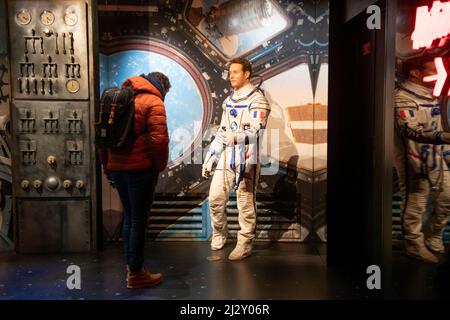 Paris, Musée de cire Grévin (France) : statue de l'astronaute Thomas Pesquet Banque D'Images