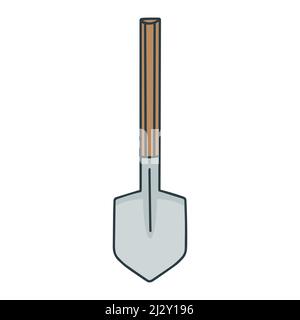 Illustration vectorielle isolée style pelle-butte. Jardin et équipement de construction. Outil en métal avec poignée en bois Illustration de Vecteur