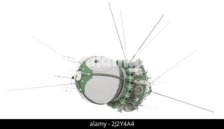Le premier vaisseau spatial Vostok s'est isolé sur un baskground blanc Banque D'Images