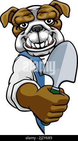 Animaux Jardinage Jardinier Bulldog Mascot Illustration de Vecteur