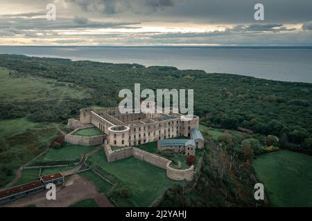 Schloss Borgholm auf der Insel Öland im Osten von Schweden von oben Banque D'Images