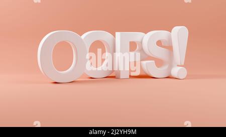 Le mot oops en 3D. Banque D'Images