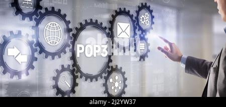 POP3. Protocole Post Office version 3. Protocole Internet standard. Banque D'Images