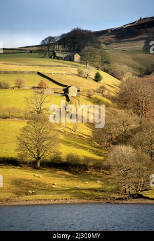 Bamford Edge, Ladybower Reservoir et ses environs dans Peak District UK, Photographie de paysage Banque D'Images