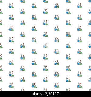 Équipement de laboratoire vectoriel, verre de laboratoire chimique, modèle de tube à essai avec diverses icônes. Illustration de Vecteur