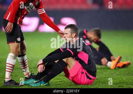 EINDHOVEN, PAYS-BAS - AVRIL 4 : Robert Muhren du FC Volendam lors du match néerlandais de Keukenkampioendivisiie entre le PSV U23 et le FC Volendam à de Herdgang le 4 avril 2022 à Eindhoven, pays-Bas (photo de Ben gal/Orange Pictures) Banque D'Images