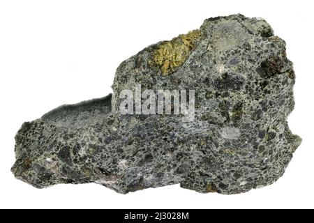 Kimberlite brute naturelle portant un diamant provenant de la mine Kimberley, en Afrique du Sud, isolée sur fond blanc Banque D'Images