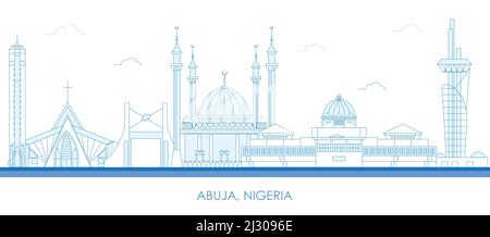 Outline Skyline panorama de la ville d'Abuja, Nigeria - illustration vectorielle Illustration de Vecteur