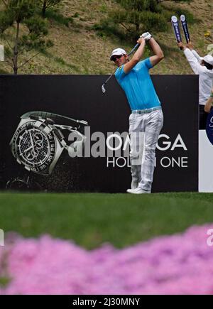 29 avril 2012-Corée du Sud, Icheon : Bernd Wiesberger d'Autriche en action lors de la quatrième manche du Championnat de Ballantine au club de golf de Blackstone. Banque D'Images