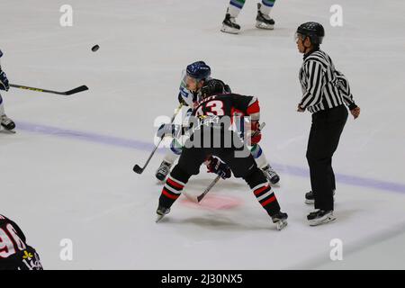 29 septembre 2015 - Corée du Sud, Goyang : les lames de glace de Tohoku du Japon et le haut 1 de la Corée du Sud jouent pendant la Ligue asiatique de hockey sur glace 2015 à Goyang Ice Link à Gyeong Gi, Corée du Sud. Aujourd'hui, le match a gagné les lames de glace Tohoku, score 2-0. Banque D'Images