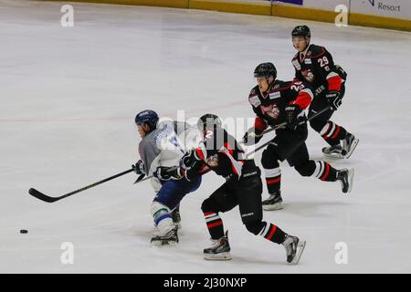 29 septembre 2015 - Corée du Sud, Goyang : les lames de glace de Tohoku du Japon et le haut 1 de la Corée du Sud jouent pendant la Ligue asiatique de hockey sur glace 2015 à Goyang Ice Link à Gyeong Gi, Corée du Sud. Aujourd'hui, le match a gagné les lames de glace Tohoku, score 2-0. Banque D'Images