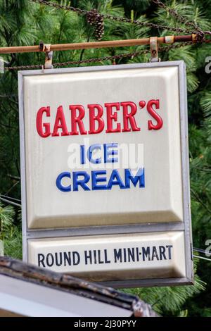 Round Hill Virginia, panneau Garber's Ice Cream Banque D'Images