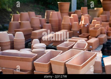 Pots de fleurs à vendre sur le marché libre Banque D'Images