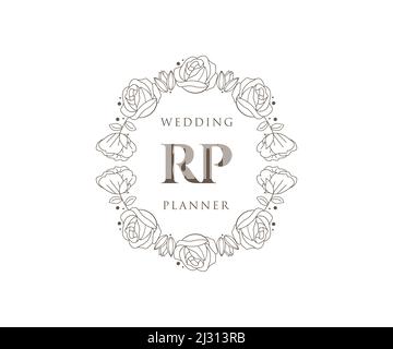 RP initiales lettre mariage monogramme collection de logos, dessin à la main moderne minimaliste et modèles floraux pour cartes d'invitation, Save the Date, élégant Illustration de Vecteur