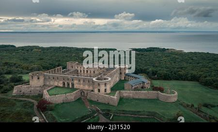 Schloss Borgholm auf der Insel Öland im Osten von Schweden von oben Banque D'Images