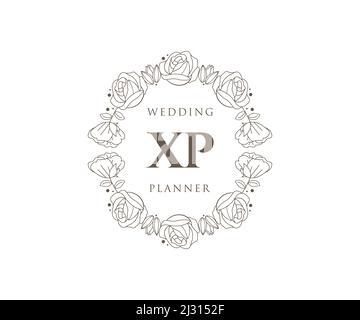 XP initiales lettre mariage monogramme collection de logos, dessin à la main moderne minimaliste et modèles floraux pour cartes d'invitation, Enregistrer la date, élégant Illustration de Vecteur