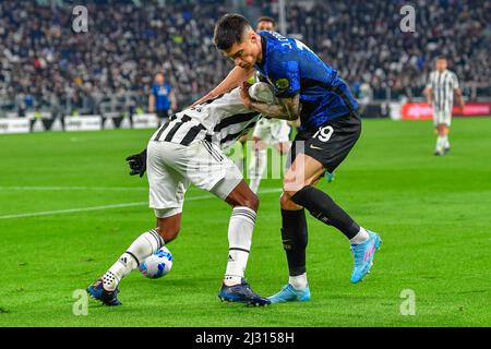 Turin, Italie. 03rd, avril 2022. Joaquin Correa (19) d'Inter vu dans la série Un match entre Juventus et Inter au stade Allianz à Turin. (Crédit photo: Gonzales photo - Tommaso Fimiano). Banque D'Images