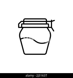 Icône de la ligne du pot en verre à épices. Affiche de style linéaire pour bouteille de condiment pour le concept mobile et la conception de Web. Icône vectorielle Mason jar. Symbole, logo illustrae Illustration de Vecteur