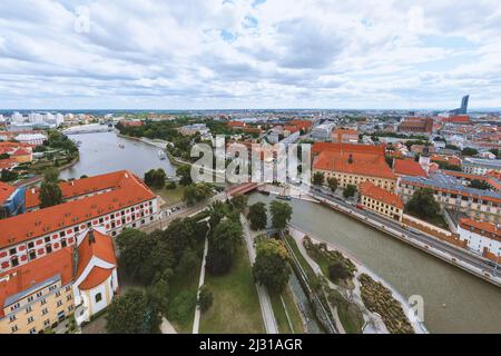 Panorama de la ville de Wroclaw en Pologne.Rue de Wroclaw, vue aérienne.Europe ville paysage urbain. Banque D'Images