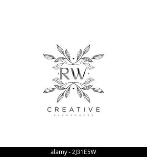 RW lettre initiale logo Fleur modèle Vector Premium Illustration de Vecteur