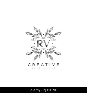 RV initial lettre Flower logo Template Vector Premium Vector Illustration de Vecteur